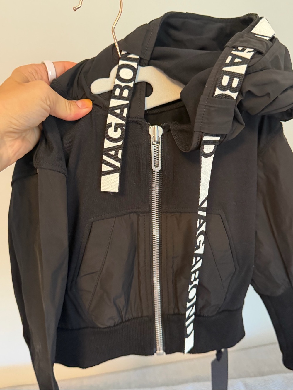 Vagabond Kids Black Hoodie with White Logo Drawstrings and pants
